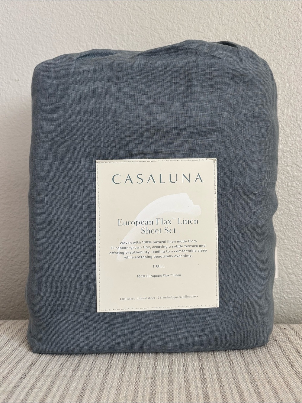 NWT Full 100% Linen Sheet Set Mineral Blue - Casaluna